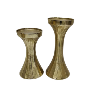 เชิงเทียนแก้วทรงสูงสีทองสำหรับตกแต่งตั้งโต๊ะแบบโบราณทรงตั้งบนโต๊ะเชิงเทียนโลหะ - Product Image 1