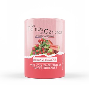 ชาดำรสสตรอเบอร์รี่ป่าและรูบาร์บ80กรัมกล่องชาหลวม 'parlez-Moi d'amour' โดย Le Temps des cerises Ifs ได้รับการรับรอง - Product Image 1