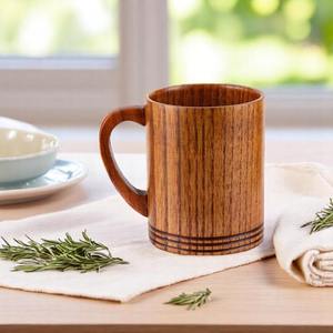 ถ้วยไม้ธรรมชาติเป็นมิตรกับสิ่งแวดล้อมทำด้วยมือจากไม้เนื้อแข็งสำหรับชากาแฟและนม - Product Image 4