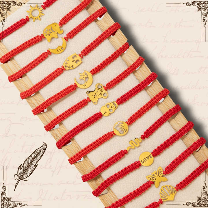 Red Thread Bracelet with Hamsa Hand Amulet Gold Stainless Steel Pendant Necklace for Luck and Protection
