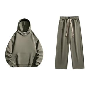 Conjunto de Pantalón y Sudadera de Felpa de Algodón 100% para Hombre, Estilo Casual, Color Liso, Grueso, Cálido, Ajuste Perfecto, Cuello con Capucha, Transpirable, para Otoño e Invierno - Product Image 1