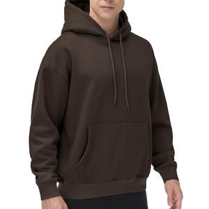 Sweats à capuche pour hommes de haute qualité 100% coton basiques coton mélangé surdimensionné recadrée vêtements de rue sweats à capuche en molleton uni pour hommes - Product Image 4