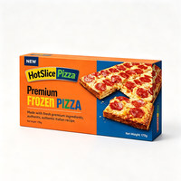 Boîte à pizza surgelée personnalisée, boîte en carton imprimée, emballage alimentaire surgelé, boîte de vente au détail avec couvercle rabattable et fond automatique