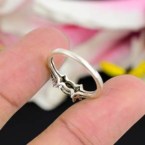 Natural Pink & Green Tourmaline Silver <b>Ring</b> | Handmade Designer Two Tone Gemstone <b>Statement</b> <b>Ring</b> For Women - Product Image 4