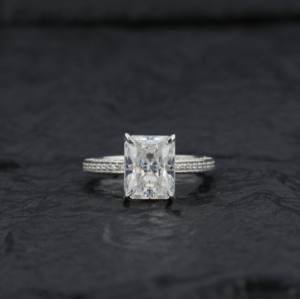 Bague de fiançailles en argent sterling 925, or massif 10K, 14K, 18K avec diamants VVS1 3tcw certifiés IGI, cultivés en laboratoire, pour mariage et fête - Product Image 3