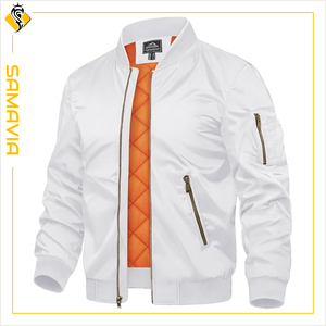 เสื้อแจ็คเก็ตบอมเบอร์ผ้าแคนวาสระบายอากาศสำหรับผู้ชายแฟชั่นทันสมัย ผลิตตามสั่ง ผสมขนสัตว์และโพลีเอสเตอร์ สำหรับฤดูหนาว กันลม ขายส่ง - Product Image 1