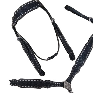 Ensemble de harnachement de cheval occidental personnalisé de haute qualité Conception d'outillage sculptée de luxe Bride de collier de poitrine en cuir à bas prix - Product Image 1