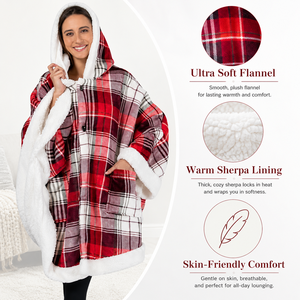 Poncho-couverture confortable pour <span class=keywords><strong>femme</strong></span>, doublé en sherpa, à <span class=keywords><strong>capuche</strong></span>, doux pour la peau, avec poches, vente en gros - Product Image 1