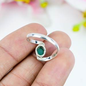 แหวนพลอยคริสโซเพรสธรรมชาติแหวนเครื่องประดับชุบเงินแนววินเทจสินค้ามาใหม่เครื่องประดับแฮนด์เมดเงินสเตอร์ลิง925 - Product Image 2