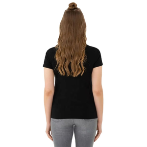 Trendy <b>Women's</b> for <b>Shirt</b> 100% Cotton Black Short Sleeve with Orange & Pink Contrast Collar Breathable Casual Everyday Wear - Product Image 5