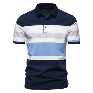 Polo de empalme de color personalizado bordado impresión Logo 100% algodón poliéster hombres polos en blanco - Product Image 5