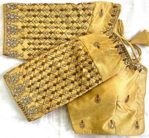 Hermosa Blusa de Seda para Mujer con Bordado Magam, Hilo de Cobre Zari, Trabajo a Mano Khatli, Ropa Casual para Fiesta - Product Image 2