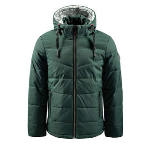 Chaqueta Acolchada de Invierno para Hombre, Estilo Urbano, Tejido de Nailon/Algodón, Cuello Alto, Capucha, Impermeable, Cortavientos, con Logotipo Frontal - Product Image 1