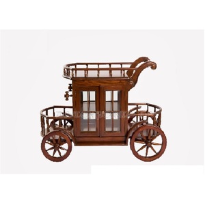Chariot de Service en bois de teck, pour la maison, finition marron, pour salle à manger, chariot de restauration en bois, pour la salle à manger - Product Image 1