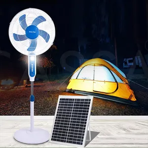 Acdc ventilateur externe rechargeable panneau solaire ventilateur électrique énergie solaire 12 volts ventilateur de refroidissement à énergie solaire avec lumière