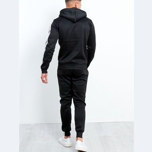 2025 Precio al por mayor Nuevo diseño Media cremallera Pantalones de jogging con capucha Raya negra 100% Chándales de poliéster para hombres - Product Image 2