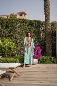 Lujoso Floral bordado trabajo Boho Lady Resort noche vestido blanco estilo bohemio mexicano Maxi Vestido de manga larga - Product Image 4