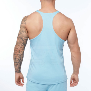 Débardeurs côtelés unis sportifs d'été avec logo personnalisé, haute qualité, grande taille, pour la salle de sport, la remise en forme, bouton, séchage rapide, respirant pour hommes - Product Image 3