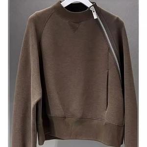 Nouveaux sweats anti-rides élégants Premium tendance chemises à glissière décontractées 100% coton sweats à capuche respirants pour femme - Product Image 3