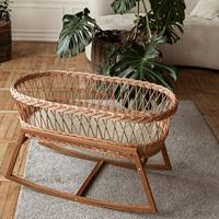 Matelas de berceau rond en rotin naturel fait à la main | Bassinet en osier durable | Lit de pépinière moderne pour chambre de bébé hôpital
