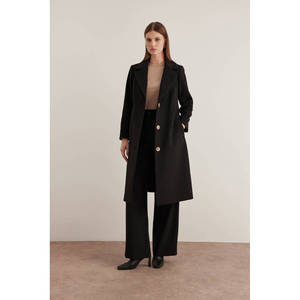 Abrigo Reversible Cruzado Negro para Mujer, Estilo Cola de Golondrina, Cortavientos, Impermeable, Transpirable, Formal, Otoño Invierno, Talla XL - Product Image 1