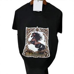 Camiseta de Manga Corta para Hombre, Talla Grande, de Seda/Algodón, con Estampado Animal, 300g, Anti-Pilling, Cuello Redondo, Casual, Transpirable, Ecológica, OEM, ODM, Personalizable - Product Image 1