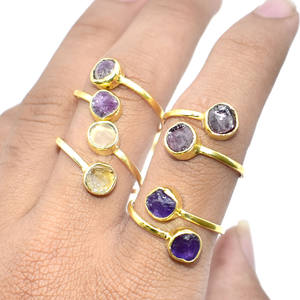 Bague à pince en quartz rose double pierre, bague ouverte réglable, bague de fiançailles en pierre de naissance faite à la main, cadeau pour elle - Product Image 5