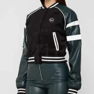 Veste de baseball en satin personnalisable pour hommes, collège, printemps, manches brodées, style hip-hop pour femmes, col montant grande taille, OEM - Product Image 4