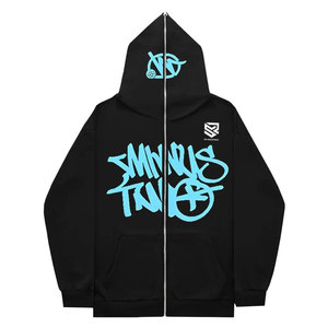 เสื้อมีฮู้ดผ้าคอตตอนสำหรับผู้ชายแบบ100% มีซิปเต็มหน้าทรงพลัสไซส์ผ้าปะติดแบบปักลายสำหรับฤดูหนาว - Product Image 4