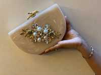 Pochette de créateur personnalisée en résine Fini Rhinestone Lady Vintage Sac à main pour mariage Partyware Anniversaire Soirée Pochette