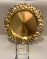 Plateau rond marocain en métal inoxydable fer gaufré aluminium turc argent laiton plateau fantaisie rond ardoise chargeur plaque pour la fête