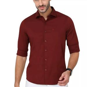 2024 nouveau Style tendance personnalisé hommes décontracté Slim Fit chemises 100% coton pêche finition grande taille col haut lavé en gros - Product Image 1