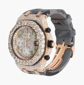 Reloj de Pulsera de Acero Inoxidable con Esfera Redonda Completamente Adornada con Cristales VVS Moissanite, Estilo Hip Hop, para Hombre, Elegante y a la Moda - Product Image 3