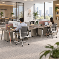 Bureaux de bureau ouverts avec cloison, poste de travail moderne pour 6 personnes avec panneau d'intimité pour zone de bureau professionnelle