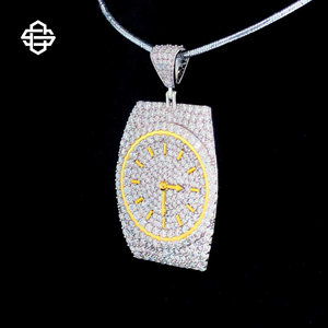 Lujo Hip Hop aleación Moissanite Iced Out colgante collar para hombres mujeres completo diamante Bling cadena cubana rapero joyería - Product Image 3