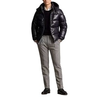 Vente en gros 2026 Blousons matelassés pour hommes Noir brillant Manteau d'hiver à bulles Capuche amovible Décontracté Crocheté Grande taille Écologique