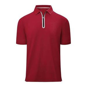 Polo personnalisé de grande taille en coton biologique, couleur unie, demi-fermeture éclair, fabricant de tricot pour hommes, vente en gros - Product Image 1