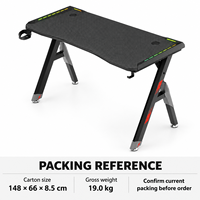 Bureau de jeu moderne avec plateau en bois de 1400x600 mm et supports en A noirs/gris