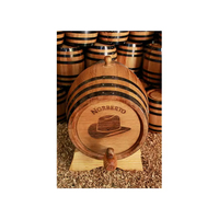 Baril à vin en bois d'un litre, finition laquée marron, fait main, bord noir, La Casa Del Barril Mexique, pour stockage de bière et décoration