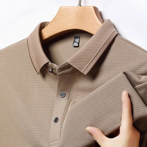 T-shirt polo orange coupe ajustée pour homme Vêtements streetwear basiques confortables en coton avec col chic Motif solide sans logo Top - Product Image 5