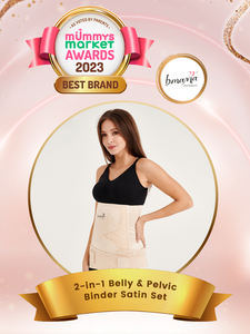 Los mejores moldeadores de carpeta de vientre para momias posparto de nacimiento natural Color beige 2 en 1 Conjunto de satén de carpeta de vientre y pélvico - Product Image 6