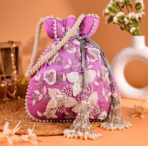 Bordado con cuentas Satén a rayas Organizador de maquillaje multifunción Bolsa Potli Regalo DE BODA Favores Satchel - Product Image 1