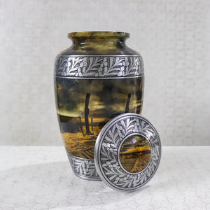 Urna Funeraria de Aluminio Clásica Grabada con Vista Natural, Artículos Funerarios, Urna Conmemorativa para Cenizas Humanas, Urna para Adultos de 10 Pulgadas - Product Image 2