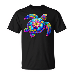 T-shirt d'été coloré tie-dye avec tortue de mer hawaïenne - Product Image 2