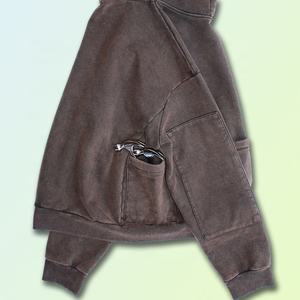 Vente en gros par le fabricant sweats à capuche d'hiver en coton épais style boxe lavé sweats à capuche vintage cargo surdimensionné pour hommes - Product Image 6