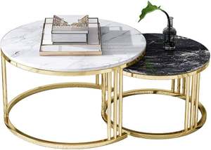 Living Room Coffee <b>Table</b> <b>Round</b> Coffee <b>Table</b> Minimalist Wooden Side <b>Table</b> Set of 2 Modern Frame for <b>Small</b> Spaces Living Room - Product Image 4