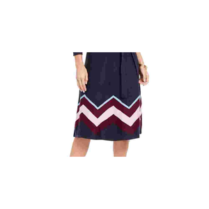 Vestito Maglione Donna Vince Camuto Blu Navy con Chevron, Taglia XL, Casual, Linea ad A, Colori a Contrasto, Vita Naturale, in Viscosa - Product Image 3