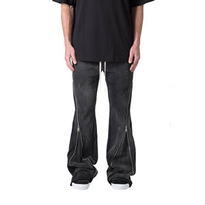 Pantalones Acampanados Personalizados de Alta Calidad, Pantalones Deportivos, Estilo Pantalón de Hombre, Pantalones con Parches Apilados y Cremallera con Estampado Puff - Product Image 2