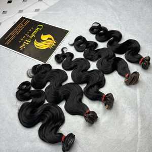 Cinta de ondas corporales con extensiones de cabello humano virgen tejido 1B de color natural | Precio al por mayor de cabello nublado - Product Image 3