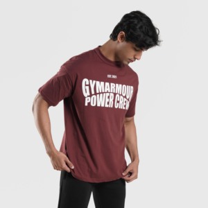 Camiseta Deportiva Maroon Power Crew para Gimnasio, Entrenamiento y Gimnasia - Product Image 3